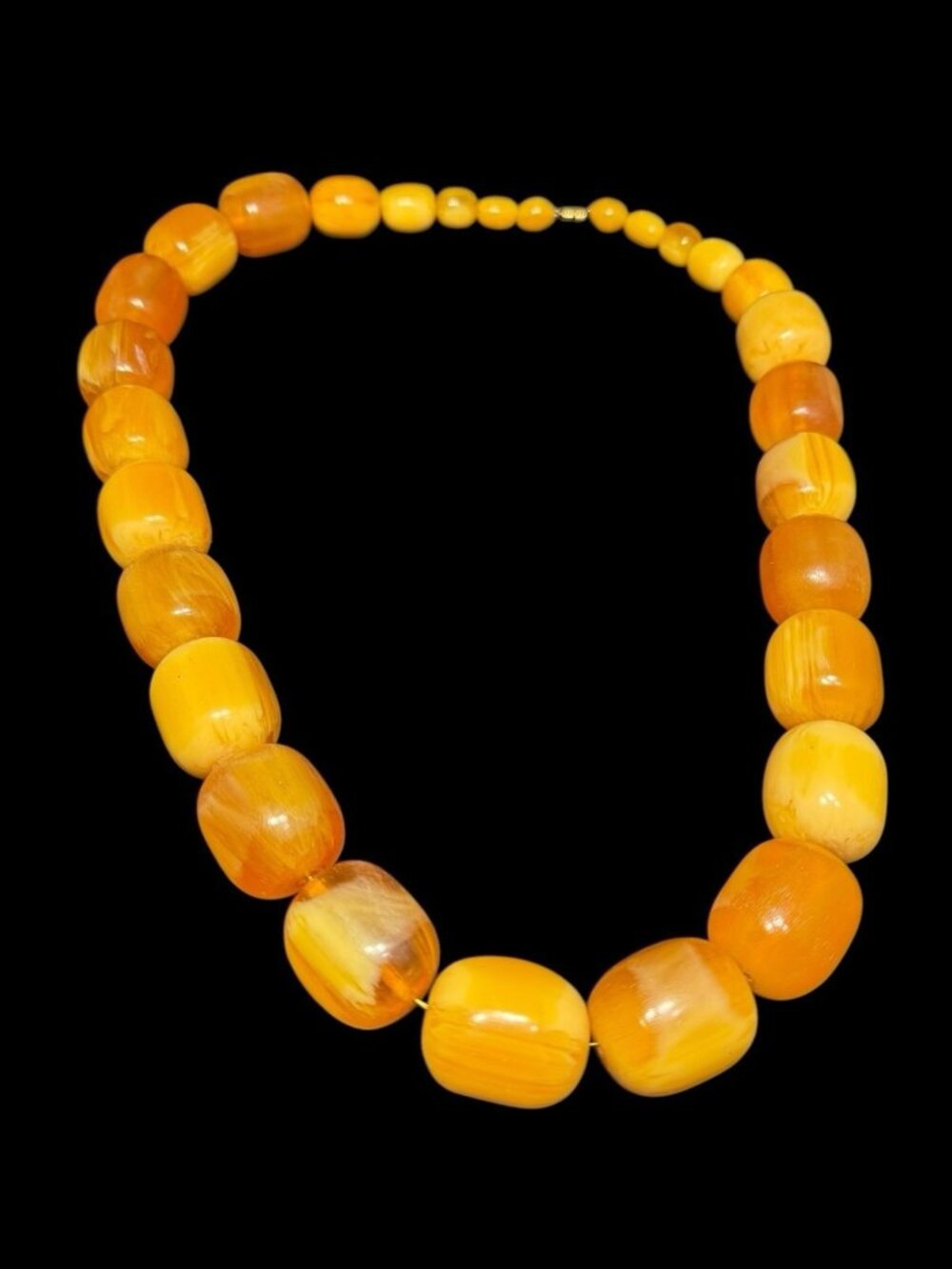 Antique Butterscotch Bakelite Necklace Heavy Chunky Beaded 34”